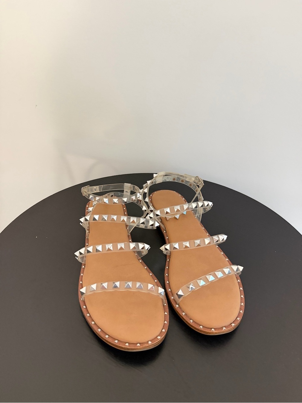 Clear Strap Studded Sandals